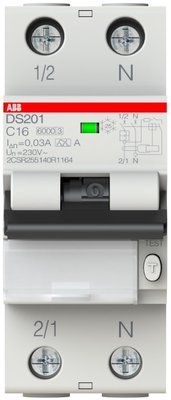 ABB Aardlek Automaat 2-polig 16A C-kar. 30mA
