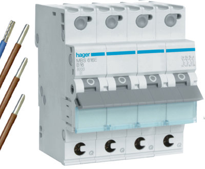 Hager VKS04SD B16 Installatie Automaat 3P+N MBS616E