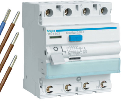 Hager AardlekSchakelaar 30mA 40A 4-Polig CDS440G VKS161S