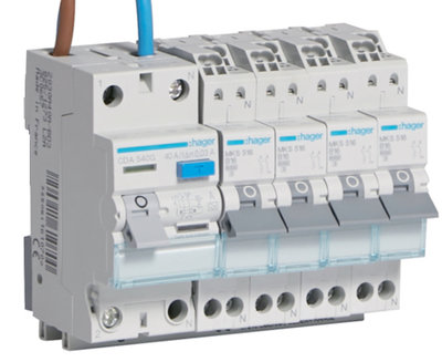 Hager Aardlekschakelaar CDA540G + 4 Automaten MKS516