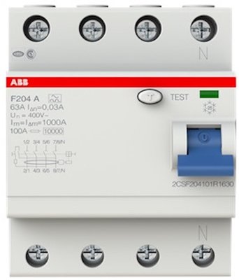 ABB Aardlekschakelaar 63A (3P+N) - 30 mA
