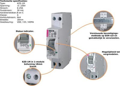 ETI Aardlek Automaat 2-polig 16A B-kar. 30mA