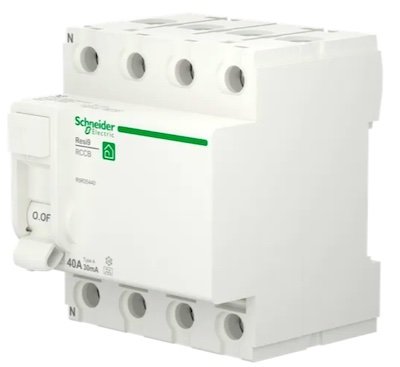 Schneider AardlekSchakelaar 40A 30mA 4P R9R35440
