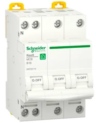 Schneider Installatie Automaat 3P + N 16A B-kar R9P09716