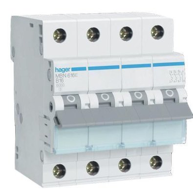 Hager Installatie Automaat 3p+N 16 A B-kar MBN616E