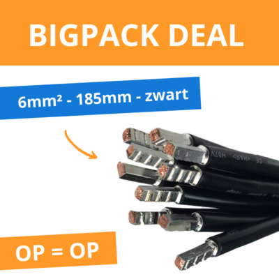 Zwart 6mm2 groepenkast draad 185 mm - 50 Stuks